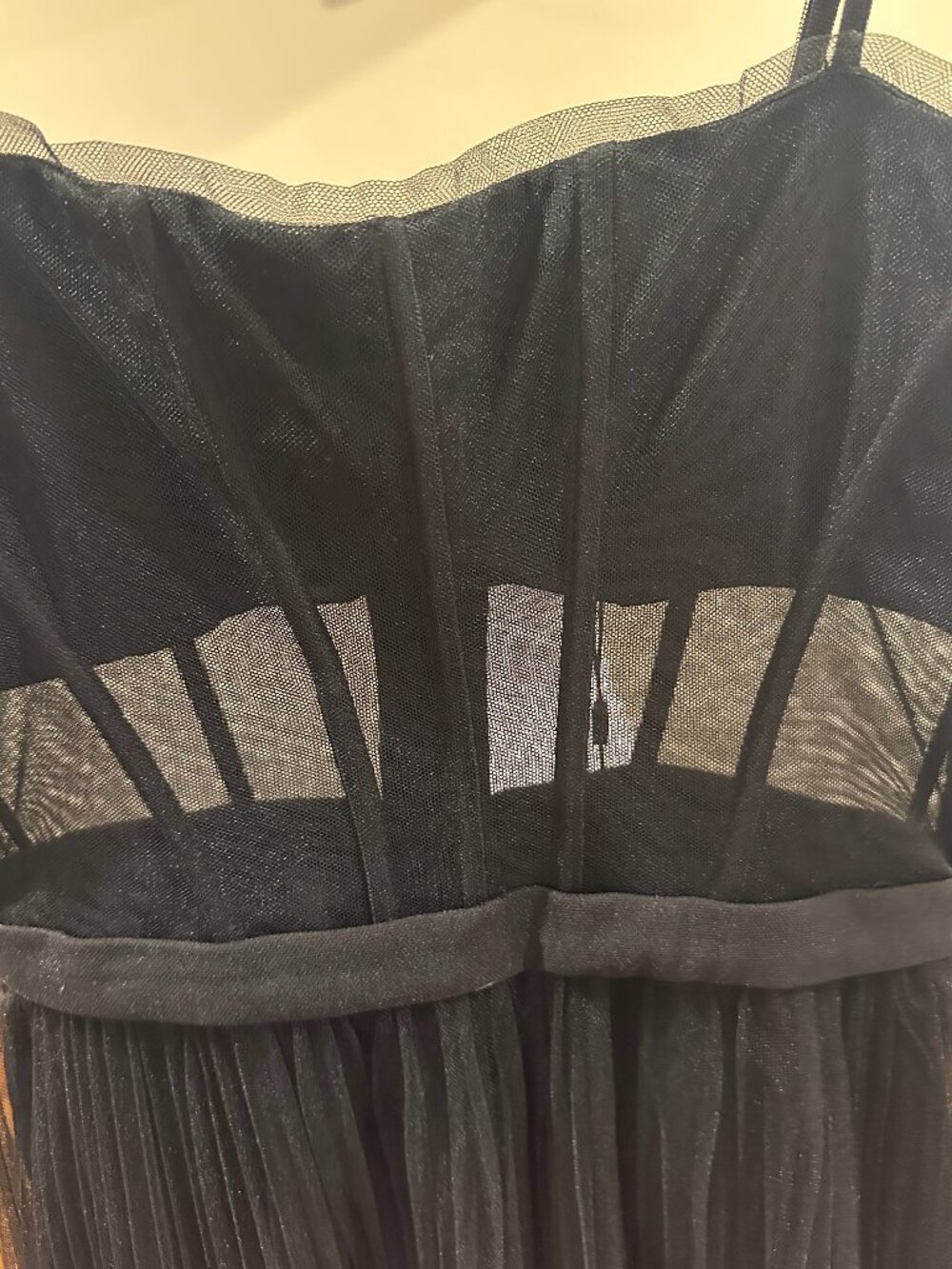 NWT BCBGMAXAZRIA BLACK SHEER CORSET MIDI DRESS MEDIUM - Picture 6 of 10